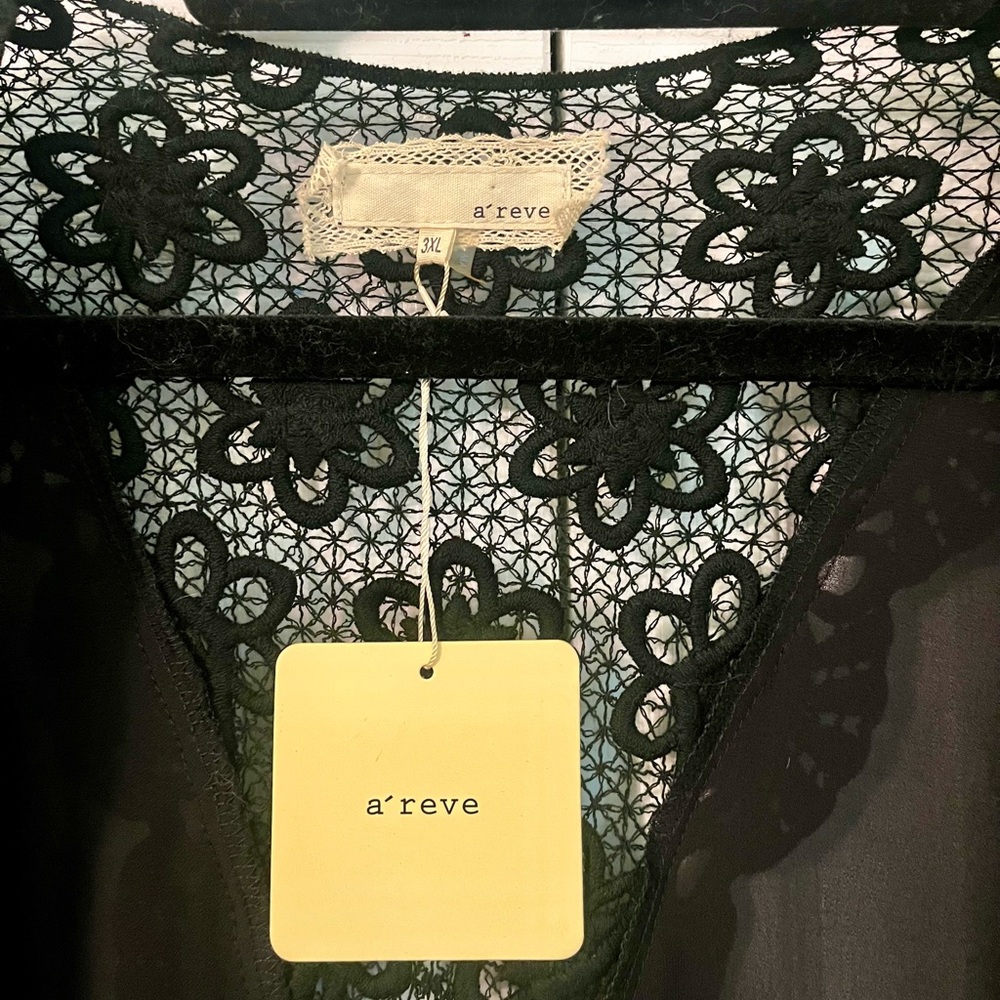 Black Lace Cardigan or Overlay Top | 3X - Picture 3 of 7